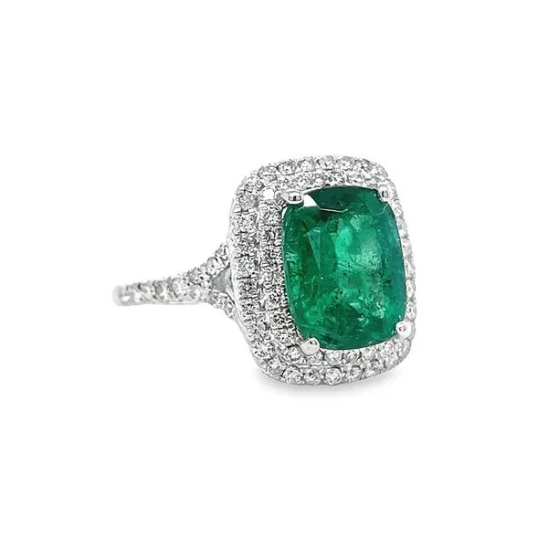 14k White Gold Emerald and Diamond Ring Image 2 Toner Jewelers Overland Park, KS