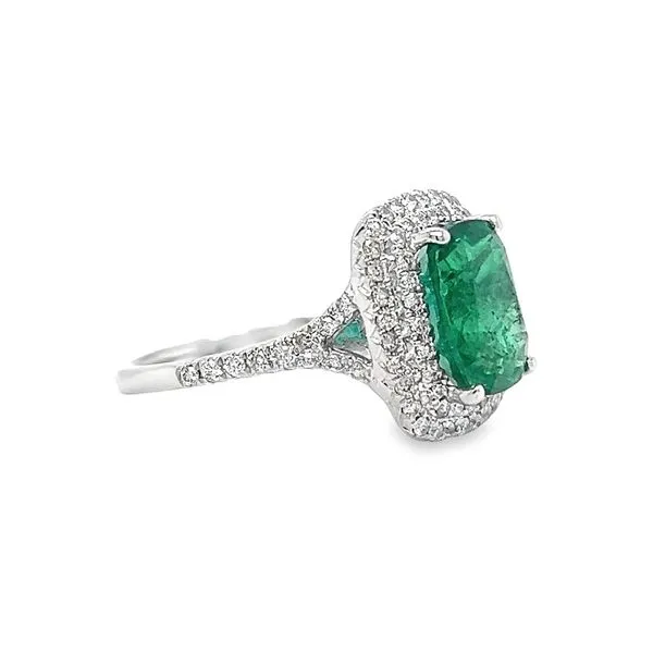 14k White Gold Emerald and Diamond Ring Image 3 Toner Jewelers Overland Park, KS