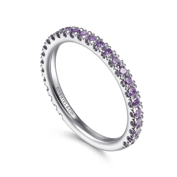 Gabriel & Co.14K White Gold Amethyst Stackable Band Image 2 Toner Jewelers Overland Park, KS