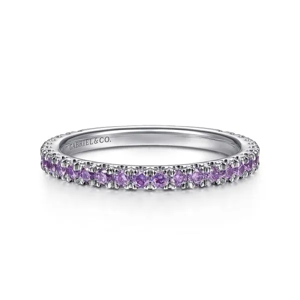 Gabriel & Co.14K White Gold Amethyst Stackable Band Toner Jewelers Overland Park, KS