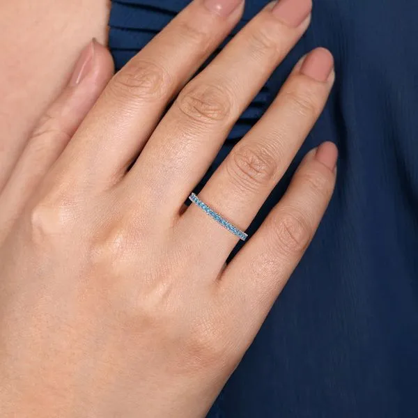 Gabriel & Co. 14K White Gold Blue Topaz Stackable Band Image 4 Toner Jewelers Overland Park, KS