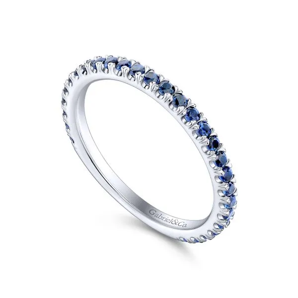 Gabriel & Co.14K White Gold Sapphire Stackable Band Image 2 Toner Jewelers Overland Park, KS