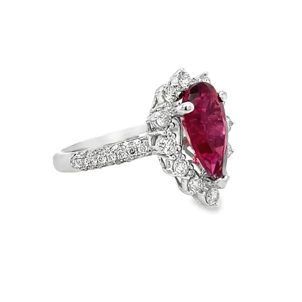 14k White Gold Pink Tourmaline and Diamond Ring Image 3 Toner Jewelers Overland Park, KS