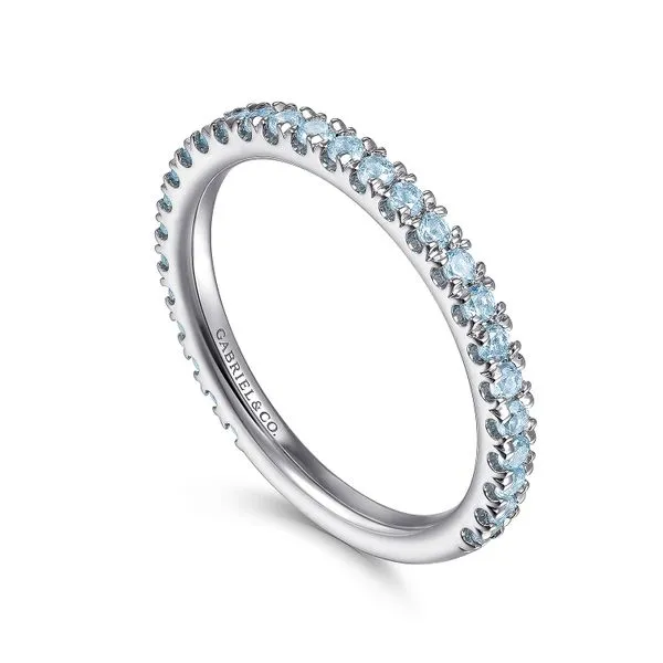 Gabriel & Co. 14K White Gold Blue Topaz Stackable Band Image 2 Toner Jewelers Overland Park, KS