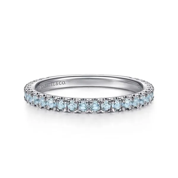 Gabriel & Co. 14K White Gold Blue Topaz Stackable Band Toner Jewelers Overland Park, KS