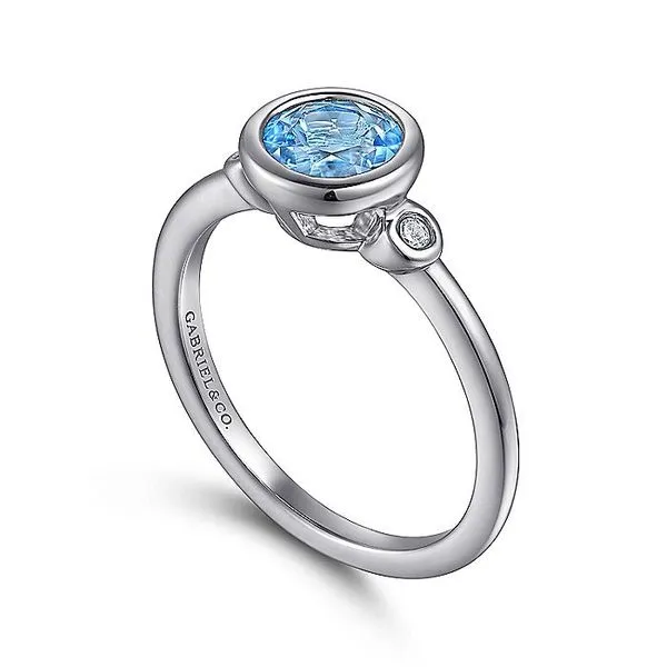 Gabriel & Co. Silver Blue Topaz and Diamond Ring Image 3 Toner Jewelers Overland Park, KS