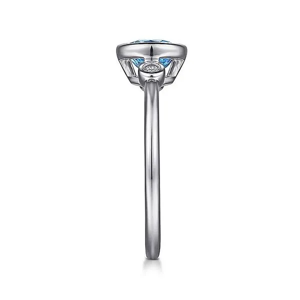 Gabriel & Co. Silver Blue Topaz and Diamond Ring Image 4 Toner Jewelers Overland Park, KS
