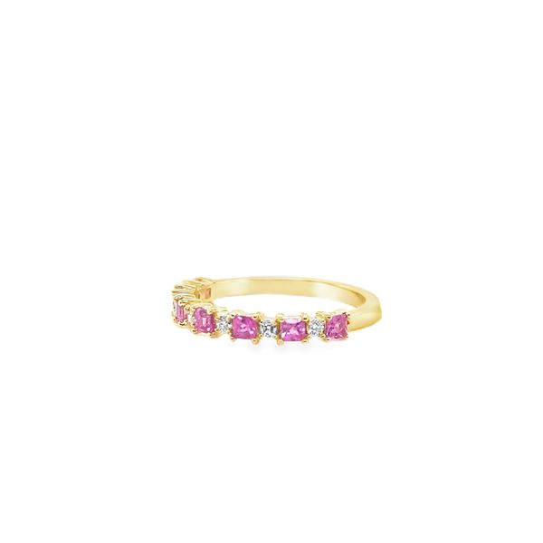 14 Karat Yellow Gold Pink Sapphire & Diamond Ring Image 5 Toner Jewelers Overland Park, KS