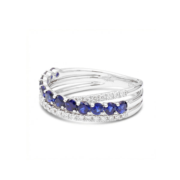 18k White Gold Sapphire Diamond Crossover Ring Image 2 Toner Jewelers Overland Park, KS