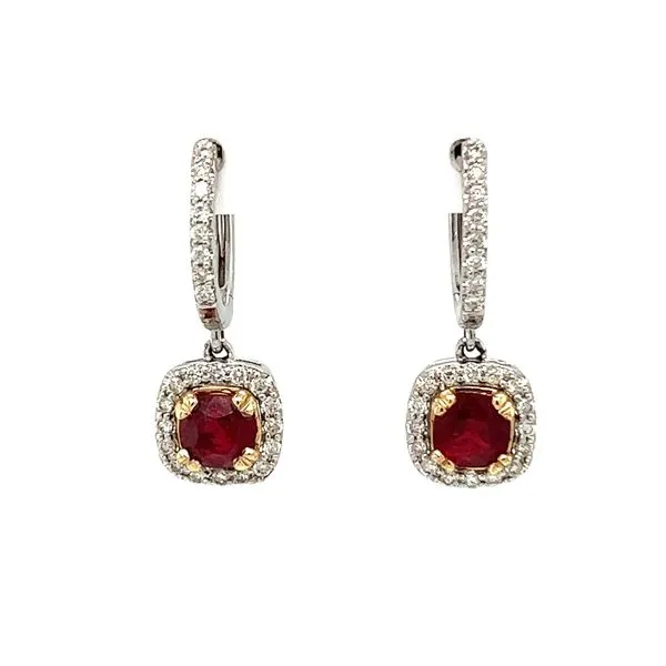 14 Karat White Gold Ruby and Diamond Drop Earrings | Toner Jewelers ...