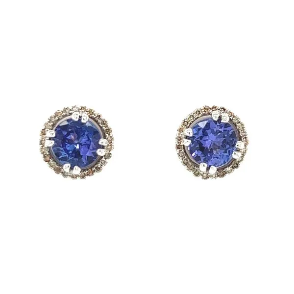 14 Karat White Gold Tanzanite and Diamond Stud Earring Toner Jewelers Overland Park, KS