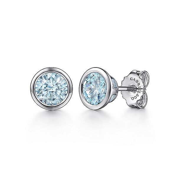 Gabriel & Co. Silver Aquamarine Stud Earrings Toner Jewelers Overland Park, KS
