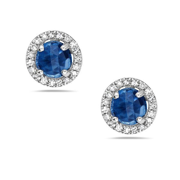 14k White Gold Blue Topaz and Diamond Earrings Toner Jewelers Overland Park, KS