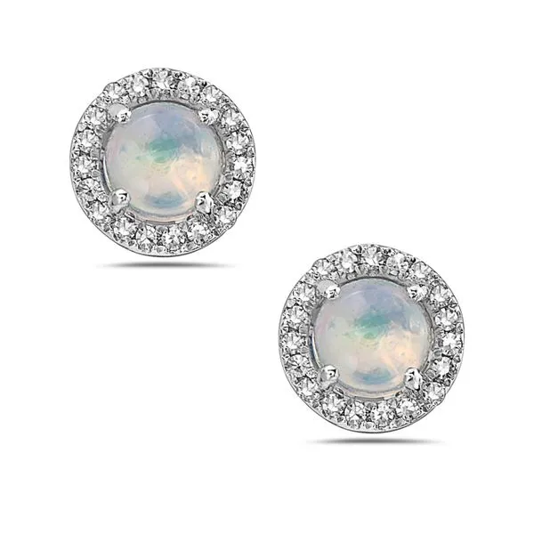 14k White Gold Opal and Diamond Earrings Toner Jewelers Overland Park, KS
