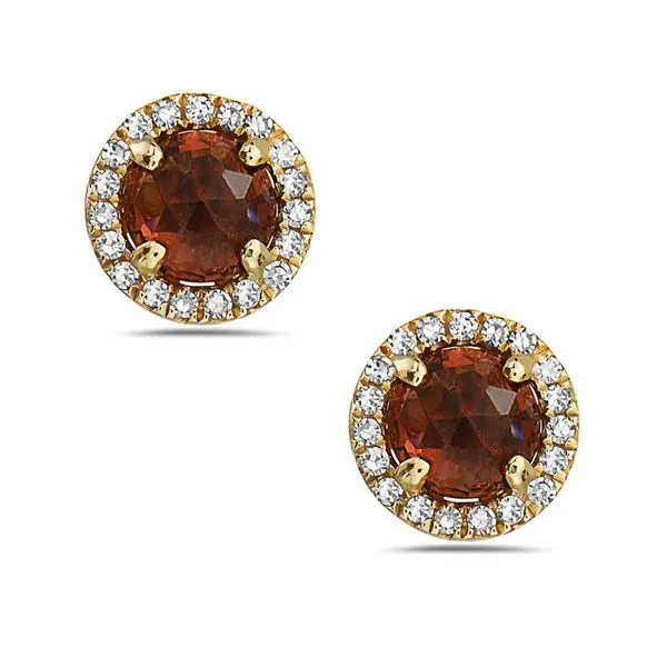 14k Yellow Gold Garnet and Diamond Earrings Toner Jewelers Overland Park, KS