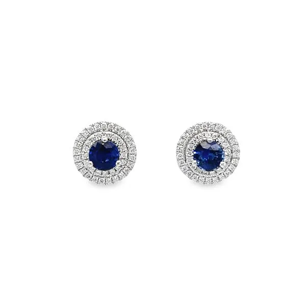 14k White Gold Sapphire and Diamond Studs Toner Jewelers Overland Park, KS