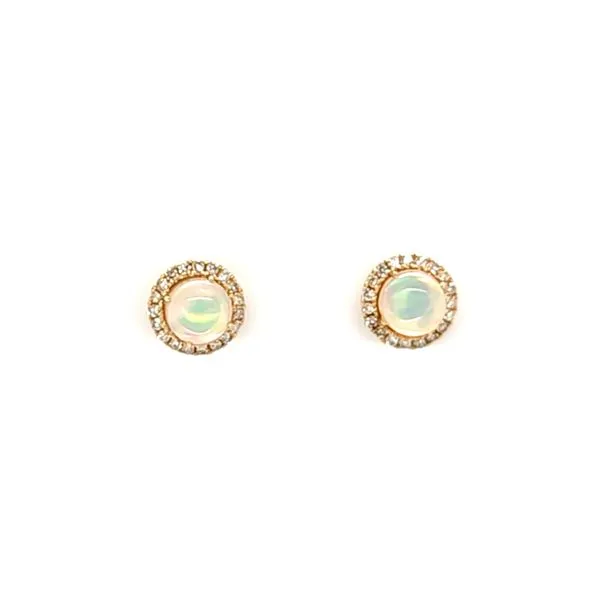 14k Yellow Gold Opal and Diamond Stud Earrings Toner Jewelers Overland Park, KS