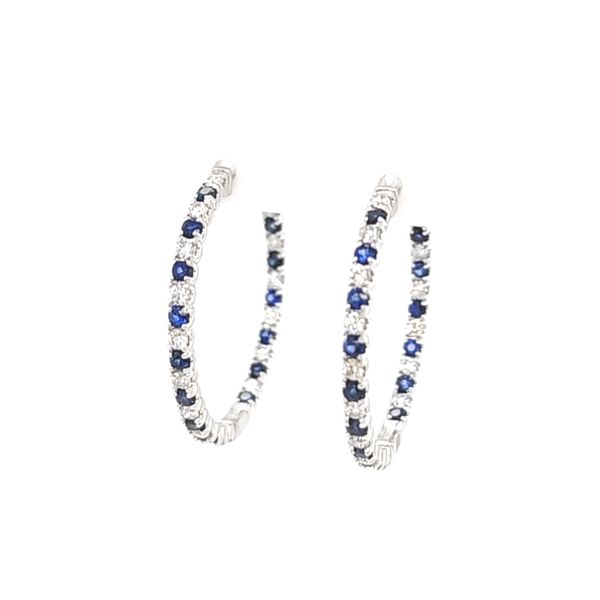 14 Karat White Diamond and Sapphire Hoops Earrings Toner Jewelers Overland Park, KS