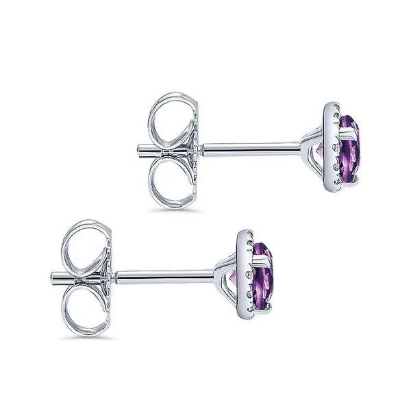 Gabriel & Co. 14K White Gold Amethyst & Diamond Birthstone Earrings Image 2 Toner Jewelers Overland Park, KS
