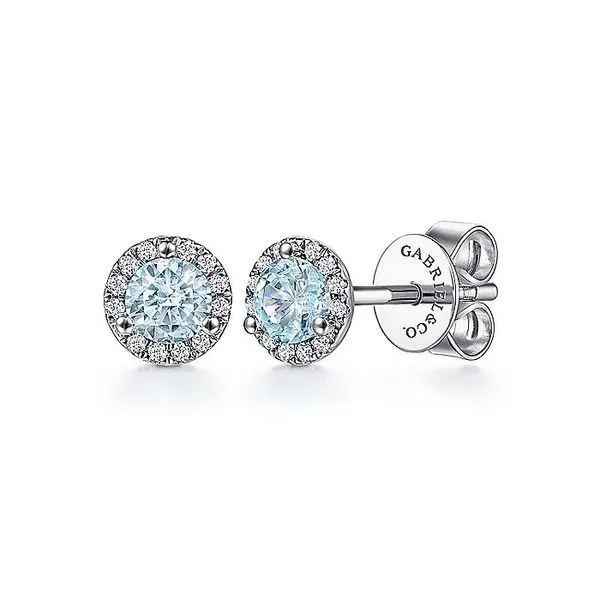 Gabriel & Co. 14K White Gold Aquamarine & Diamond Birthstone Earrings Toner Jewelers Overland Park, KS