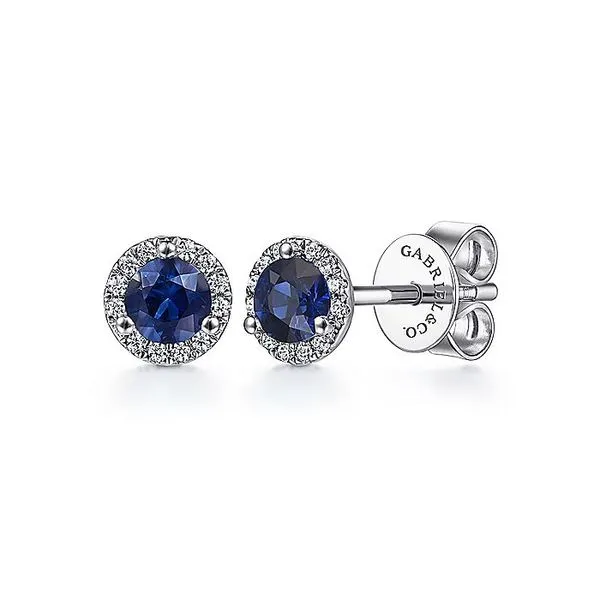Gabriel & Co. 14K White Gold Sapphire & Diamond Birthstone Earrings Toner Jewelers Overland Park, KS