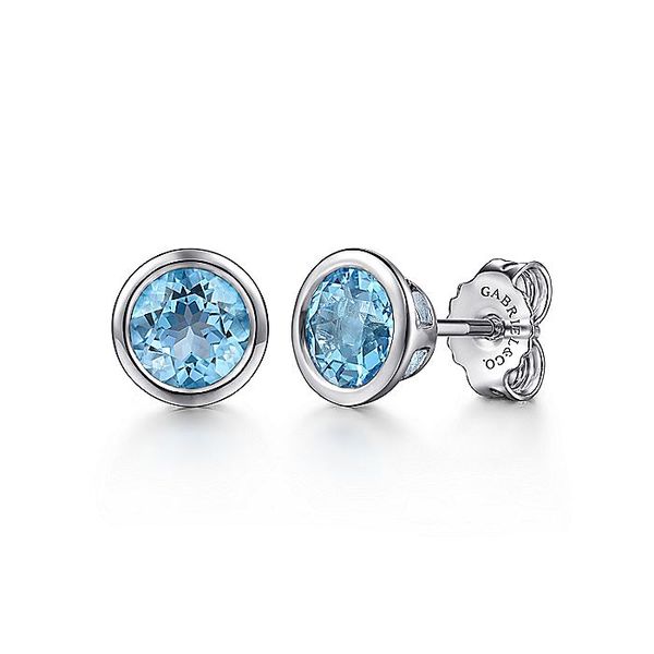 Gabriel & Co. Silver Blue Topaz Stud Earrings Toner Jewelers Overland Park, KS
