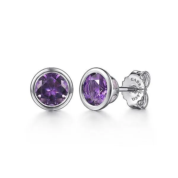 Gabriel & Co. Silver Amethyst Stud Earrings Toner Jewelers Overland Park, KS