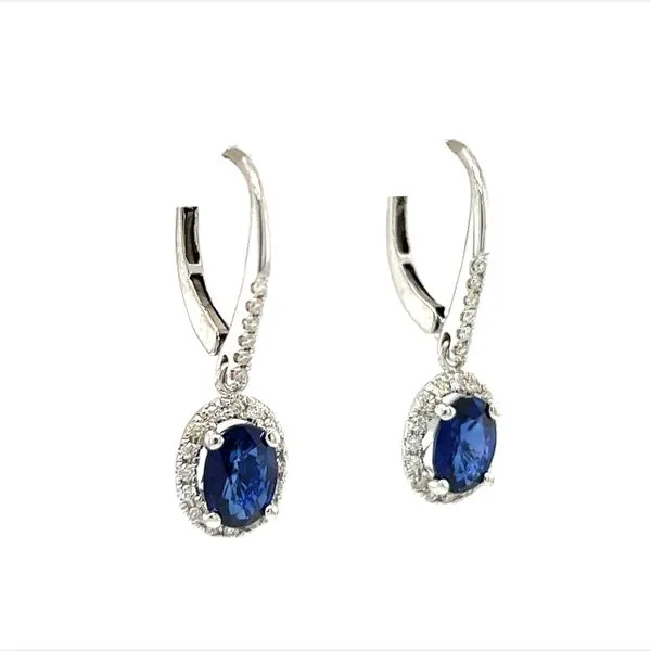 14k White Gold Sapphire and Diamond Earrings Image 2 Toner Jewelers Overland Park, KS