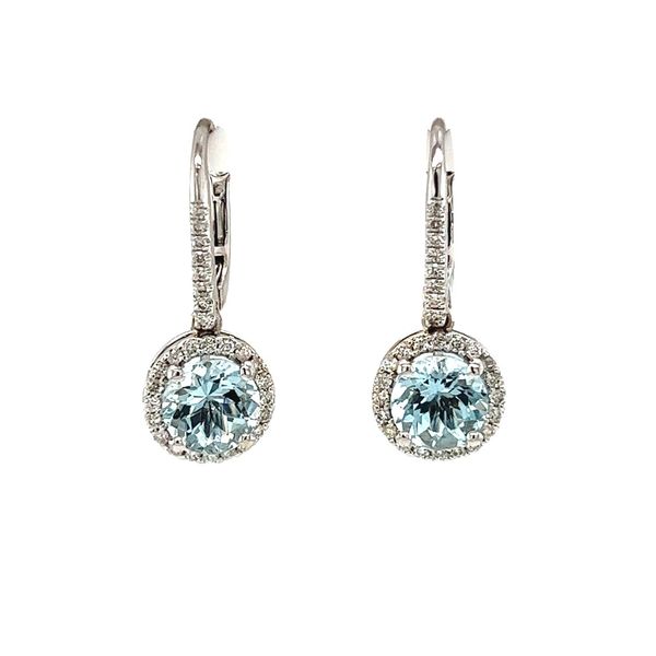 14 Karat White Gold Aquamarine and Diamond Earrings Toner Jewelers Overland Park, KS