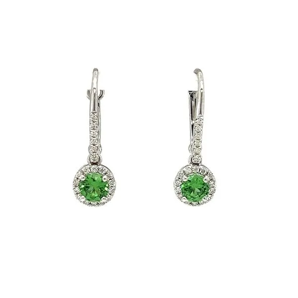 14 Karat White Gold Green Garnet and Diamond Earrings Toner Jewelers Overland Park, KS