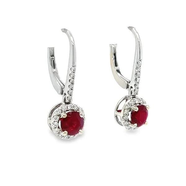 14K White Gold Ruby and Diamond Earrings Image 2 Toner Jewelers Overland Park, KS