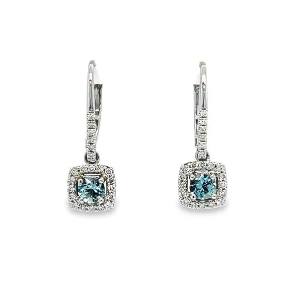 14K White Gold Aquamarine and Diamond Earrings Toner Jewelers Overland Park, KS
