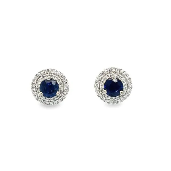 14k White Gold Sapphire and Diamond Earrings Toner Jewelers Overland Park, KS