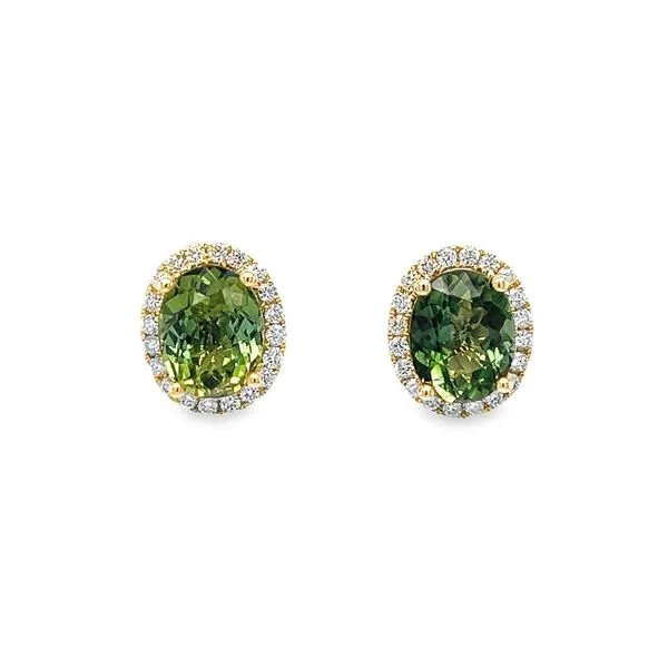 14kYellow Gold Tourmaline and Diamond Studs Toner Jewelers Overland Park, KS
