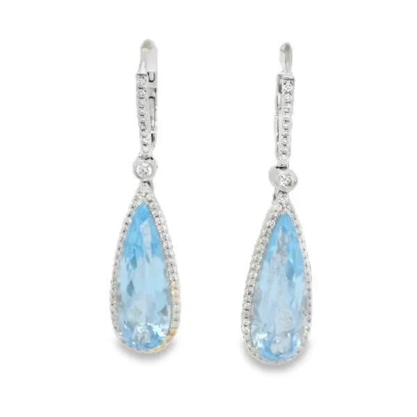 14k White Gold Blue Topaz Dangle Earrings Toner Jewelers Overland Park, KS