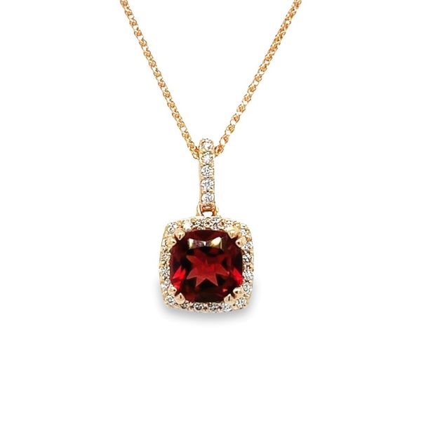 14k Rose Gold Garnet and Diamond Necklace Toner Jewelers Overland Park, KS