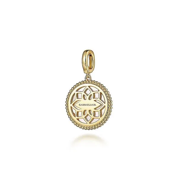 Gabriel & Co. 14K Yellow Gold Round Mother of Pearl Pendant Image 2 Toner Jewelers Overland Park, KS