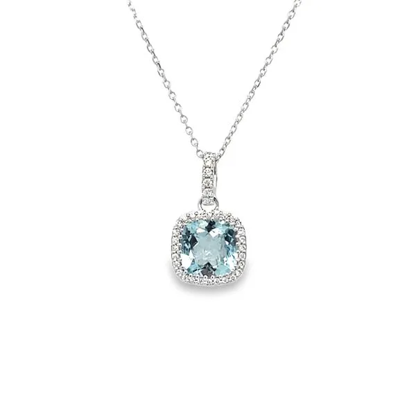 14k White Gold Aquamarine and Diamond Pendant Toner Jewelers Overland Park, KS