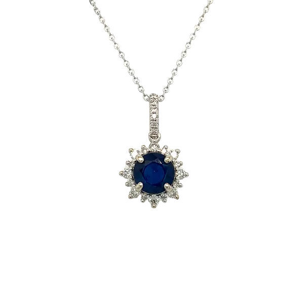 14k White Gold Sapphire and Diamond Necklace Toner Jewelers Overland Park, KS
