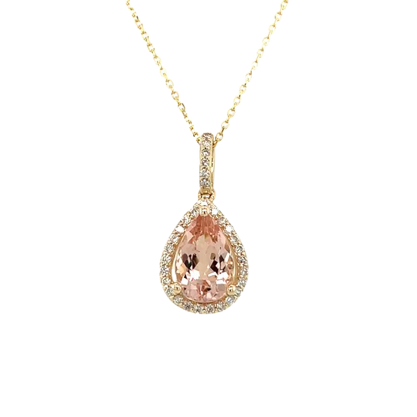 14k Yellow Gold Morganite and Diamond Necklace Toner Jewelers Overland Park, KS