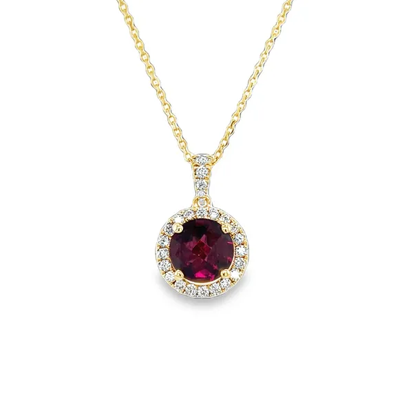 14k Yellow Gold Rhodolite Garnet and Diamond Necklace Toner Jewelers Overland Park, KS