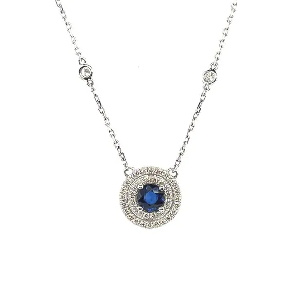 14 Karat White Gold Sapphire and Diamond Necklace Toner Jewelers Overland Park, KS