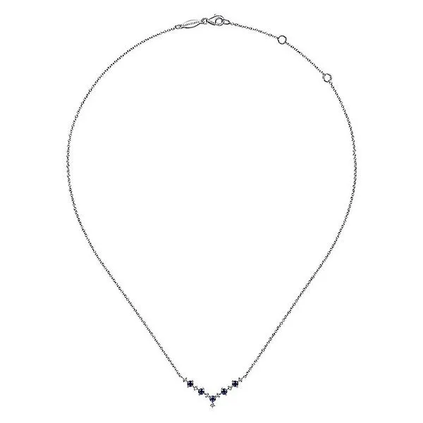Gabriel & Co. 14K White Gold Sapphire and Diamond Chevron Necklace Image 2 Toner Jewelers Overland Park, KS