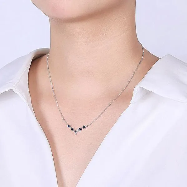 Gabriel & Co. 14K White Gold Sapphire and Diamond Chevron Necklace Image 3 Toner Jewelers Overland Park, KS