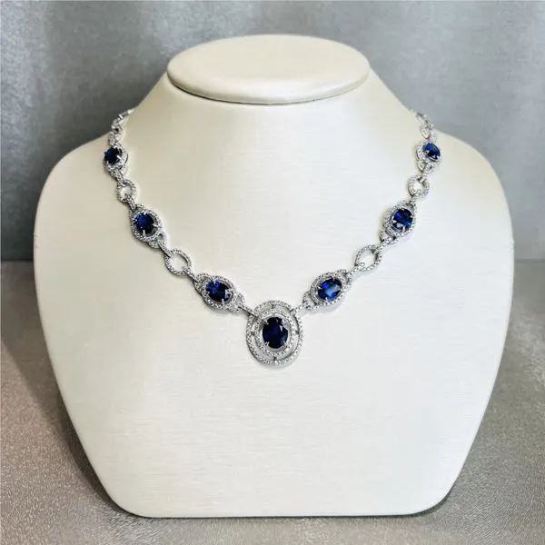 14k White Gold Sapphire and Diamond Necklace Toner Jewelers Overland Park, KS