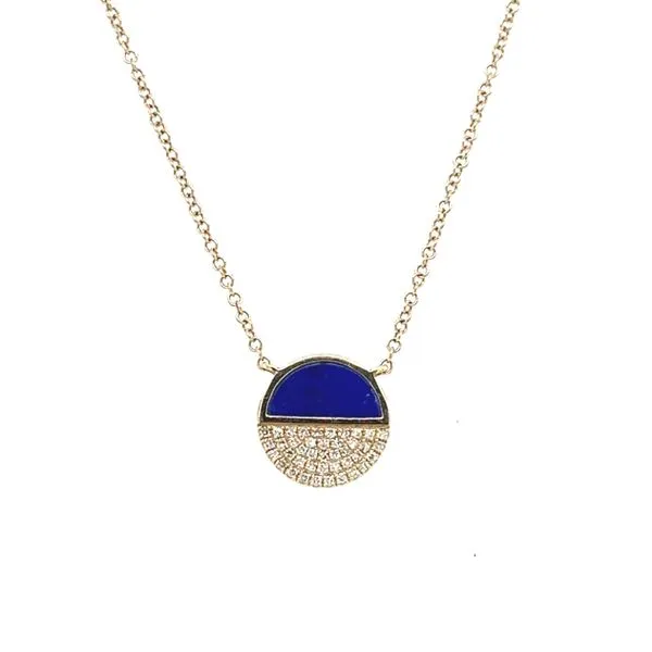 14 Karat Yellow Gold Lapis and Diamond Necklace Toner Jewelers Overland Park, KS