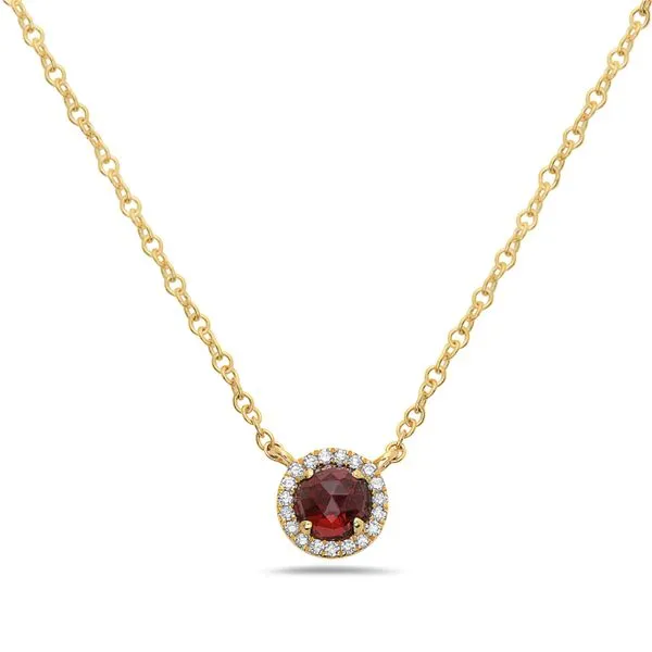 14 Karat Yellow Gold Garnet and Diamond Necklace Toner Jewelers Overland Park, KS