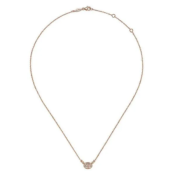 Gabriel & Co. 14K Rose Gold Morganite Necklace Image 2 Toner Jewelers Overland Park, KS