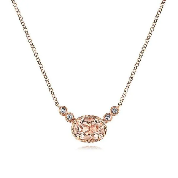 Gabriel & Co. 14K Rose Gold Morganite Necklace Toner Jewelers Overland Park, KS