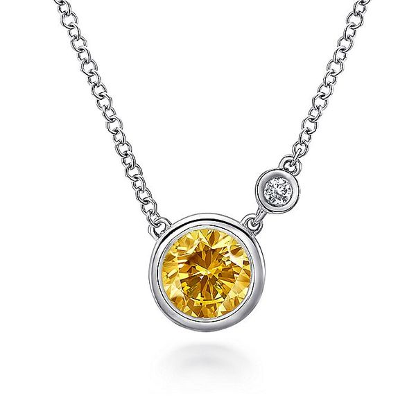Gabriel & Co. Silver Citrine and Diamond Necklace Toner Jewelers Overland Park, KS